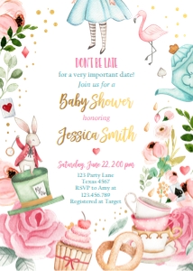 Invitation Baby Shower Alice White 0350 design preview
