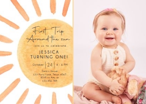 Birthday Invitation Sun Watercolor First Trip V2 0431 - Photo design preview