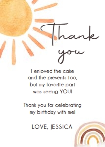 Thank You Card Sun Watercolor V1 0431 design preview