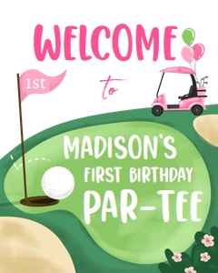 Welcome Sign Golf Pink White 0405 design preview