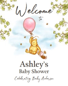 Welcome Sign Winnie The Pooh Pink V2 0425 design preview