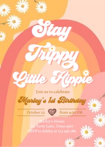 Invitation Birthday Stay Trippie Pink White 0428 design preview