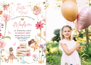 Invitation Birthday Fairy Forest Cake 0406 - Photo design preview