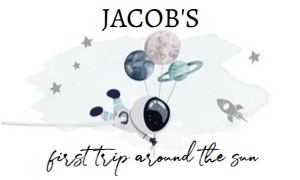Backdrop Banner Space Planets Astronaut Balloons Blue White Boy 0366 design preview