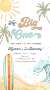 Invitation Birthday Surf Big One 0433 Phone design preview