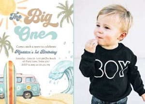Invitation Birthday Surf Big One 0433 - Photo design preview
