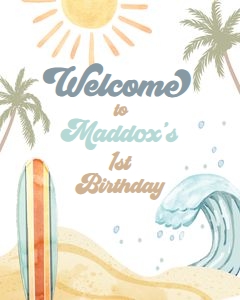 Welcome Sign Birthday Surf Big One 0433 design preview