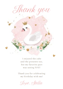 Thank You Card Swan Floral 0382 design preview