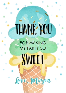 Thank You Card Ice Cream Blue Mint Yellow 0243 design preview