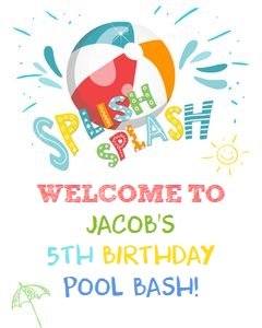 Welcome Sign Pool Party Boy Red White 0169 design preview