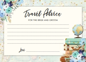Advice Card Travel Adventure Miss to Mrs Blue Floral Map 0030 design preview