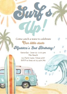 Invitation Birthday Surf's Up 0433 design preview