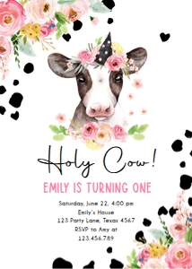 Birthday Invitation Cow Holy 0434 design preview