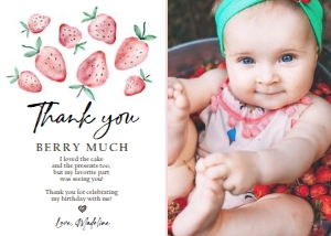 Thank You Card Strawberry Watercolor Photo 0399 design preview