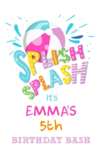 Capri Sun Labels Splish Splash Pool Party Girl Pink White 0169 design preview
