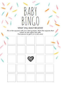 Baby Sprinkle Game Sprinkle White Baby Bingo 0216 design preview