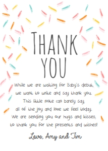 Baby Sprinkle Baby Shower Thank You Card White 0216 design preview