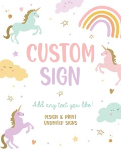 Custom Editable Sign Unicorn Simple 0426 design preview