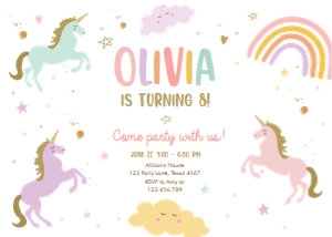 Birthday Invitation Unicorn Simple 0426 Horizontal design preview