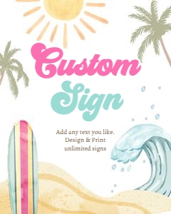 Custom Editable Sign Surf 8x10 Pink 0433 design preview