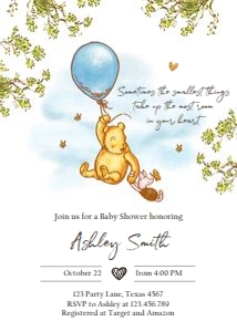 Invitation Baby Shower Winnie The Pooh Blue V2 0425 design preview