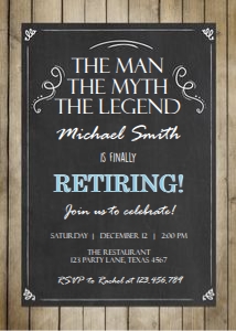 Invitation Retirement Man Myth Legend Wood 0101 design preview