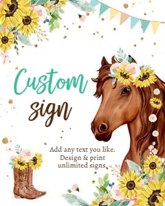 Custom Editable Sign Horse Sunflowers Blue 0408 design preview
