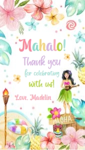 Favor Tag Hawaiian Luau Beach Pastel Mahalo 0413 design preview