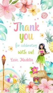 Favor Tag Hawaiian Luau Beach Pastel Thank you 0413 design preview