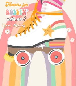 Birthday Treat Bag Donut Retro Roller Skates Rainbow 0435 design preview