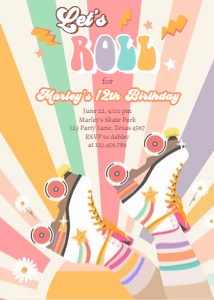 Invitation Birthday Retro Roller Skates Sun 0435 design preview
