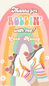 Thank you Tag Retro Roller Skates Rainbow 0435 design preview
