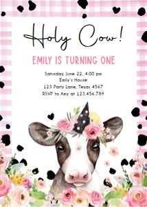 Birthday Invitation Cow Holy V2 0434 design preview