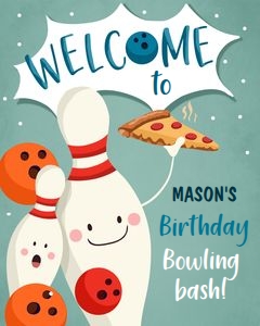 Welcome Sign Bowling Pins Boy 0324 design preview