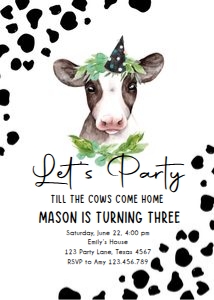 Birthday Invitation Cow Party Till Boy 0434 design preview