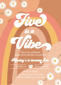 Invitation Birthday Five Vibe Retro Rainbow 0428 design preview