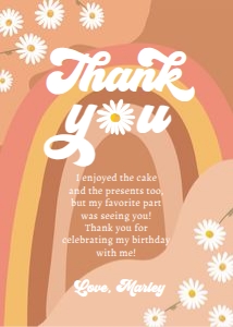 Thank You Card Birthday Retro Rainbow 0428 design preview