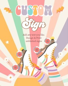Custom Editable Sign Retro Skate Sun 0435: Custom Editable Sign Retro Skate Sun 0435