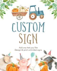Editable Custom Sign Farm Animals Boy Pumpkin 8x10 0155 design preview