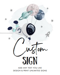 Custom Editable Sign Outer Space Planets Astronaut Blue 0366 design preview