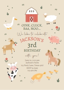 Birthday Invitation Farm Simple Boy 0436 design preview