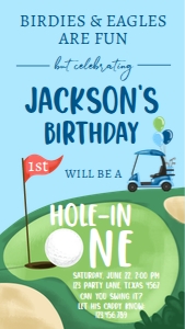Invitation Golf Hole in One Red Flag Blue Phone 0405 design preview