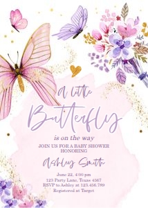 Baby Shower Invitation Butterfly 0437: Baby Shower Invitation Butterfly 0437