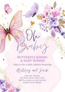 Baby Shower Invitation Butterfly Oh Baby 0437 design preview
