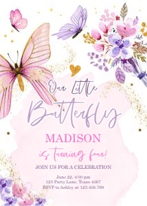 Birthday Invitation Little Butterfly 0437 design preview