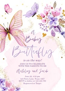 Baby Shower Invitation Baby Butterfly 0437: Baby Shower Invitation Baby Butterfly 0437