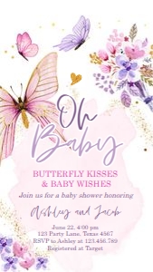 Baby Shower Invitation Butterfly Oh Baby 0437 Phone design preview