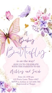 Baby Shower Invitation Baby Butterfly 0437 Phone design preview