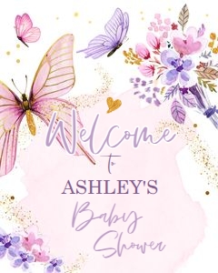 Welcome Sign Butterfly Baby Shower 0437 design preview