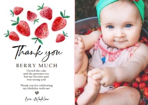 Thank You Card Strawberry Watercolor Red Photo 0399 design preview